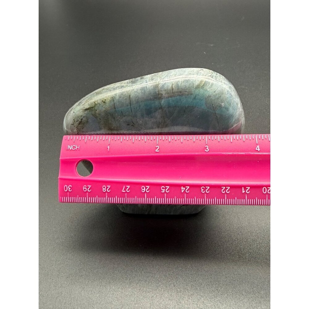 Natural Labradorite Freeform Gray Stone Blue Flash Crystal Reiki 3.5" 412g - Picture 9 of 12